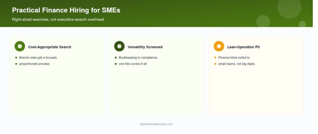 Practical Hiring for Sharjah's Business Economics Our Sharjah model is built for right-sized searches. A branch banking role gets a focused, cost-appropriate search rather than an executive-search process built for a different market segment. SME finance roles are screened for versatility — the reality of a finance function that handles everything from bookkeeping to basic compliance without a large team behind it. And for Sharjah's trading and manufacturing businesses, we understand that a finance hire needs to function inside a lean operation, not a large corporate finance department. H2: Banking and Finance Recruitment Across the UAE Our Sharjah desk is part of TRG Technical Services' wider banking and finance recruitment agency in UAE. Institutions elsewhere can use our finance recruitment in Dubai for DIFC and onshore hiring, our finance recruitment in Abu Dhabi for ADGM and national institutions, and our finance staffing in Ajman for neighbouring SME finance roles.